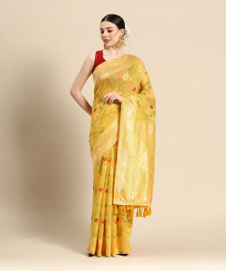 Divastri Woven Jamdani Cotton Blend Saree