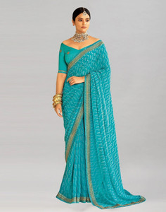 Samah Printed, Embroidered, Embellished Bandhani Georgette Saree