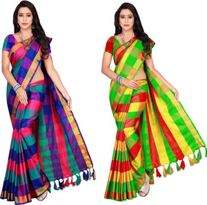 Shaibo saree Checkered Bollywood Cotton Silk Saree