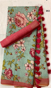 Arpita Fashion Digital Print, Floral Print Bollywood Linen Saree