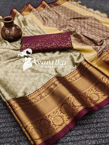 AVANTIKA FASHION Printed, Temple Border, Woven, Embellished, Solid/Plain Banarasi Art Silk, Cotton Silk Saree