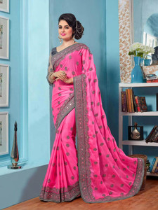 b bella creation Embroidered, Embellished Bollywood Art Silk Saree
