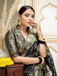 JIADIA Printed Bollywood Pure Silk, Jacquard Saree