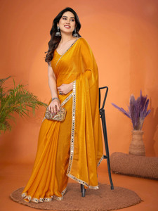FABMORA Embellished Bollywood Silk Blend Saree