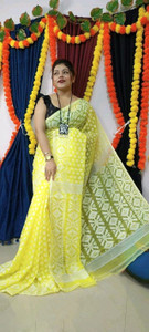 RIDDHIMAN FASHION Self Design Jamdani Cotton Silk Saree