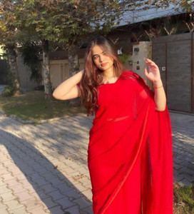kashvi sarees Dyed, Solid/Plain Bollywood Georgette, Chiffon Saree