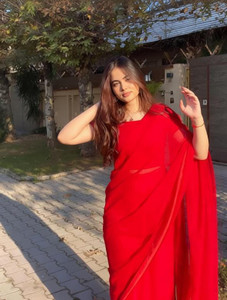 kashvi sarees Dyed, Solid/Plain Bollywood Georgette, Chiffon Saree