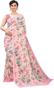 SareeFactory Floral Print, Digital Print, Applique, Graphic Print, Self Design, Paisley Bollywood Georgette, Chiffon Saree