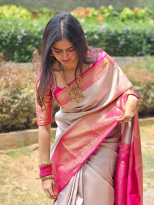 ROOP LAVANYA Printed Kanjivaram Cotton Silk, Jacquard Saree