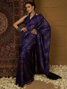 Sareemall Printed Ikkat Silk Blend Saree