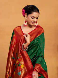 Ethnic Junction Woven Paithani Silk Blend Saree