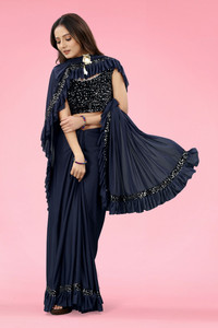 Snija Fashion Embroidered Bollywood Lycra Blend Saree