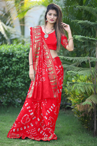 jeravi Printed Bandhani Art Silk Saree