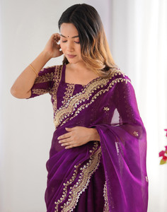 Satrani Embellished, Embroidered Bollywood Chiffon Saree