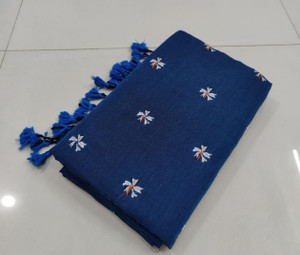 Hiyasari Embroidered Daily Wear Khadi Saree