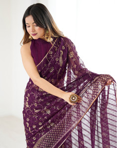 Satrani Printed Bollywood Chiffon, Georgette Saree