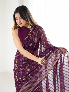 Satrani Printed Bollywood Chiffon, Georgette Saree