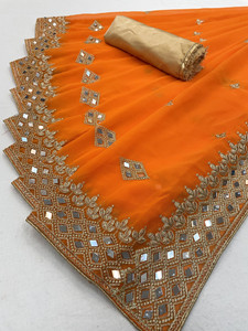 ROSYQUEEN Embroidered Bollywood Georgette Saree