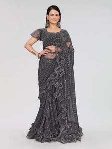 miracletex Self Design Bollywood Net Saree