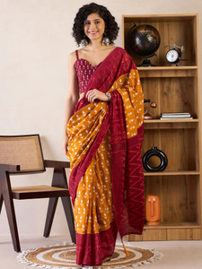 Sareemall Printed Ikkat Pure Cotton Saree