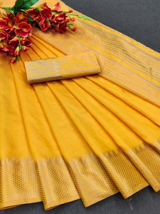 VAKHARIYAFAB Self Design, Woven Kanjivaram Cotton Silk, Pure Silk Saree