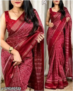 Ghan Sals Printed Kalamkari Cotton Silk Saree