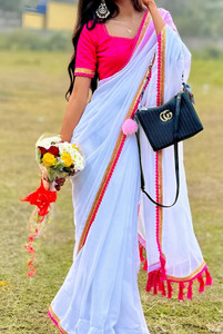 Aastikay Embroidered Bollywood Chiffon, Georgette Saree