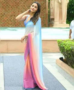 Qyra Digital Print Leheria Georgette Saree