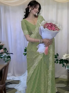 renbriza एम्बेलिश्ड बॉलीवुड जिमी जिमी साड़ी