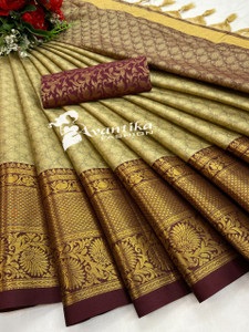 AVANTIKA FASHION Printed, Temple Border, Woven, Embellished, Solid/Plain Banarasi Art Silk, Cotton Silk Saree