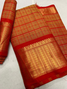 Hensi sarees shop Floral Print Dharmavaram Cotton Silk Saree
