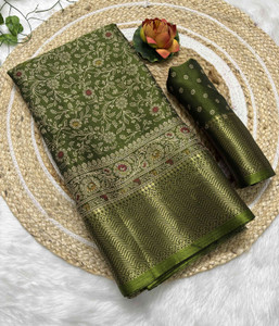 NAJU Floral Print, Woven Kalamkari Silk Blend Saree