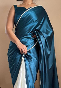 BRAHMSHAKTI Solid/Plain, Self Design Bollywood Silk Blend Saree