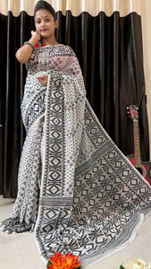 OWALID Self Design Jamdani Cotton Silk Saree