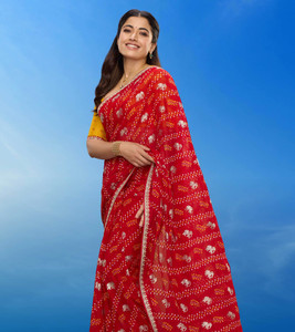 Laxmipati sarees Printed Bandhani Georgette Saree