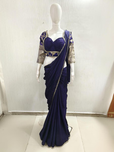 NANCY DESIGNER Solid/Plain Bollywood Silk Blend Saree