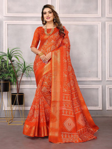 Moda Rapido Printed Bandhani Cotton Blend Saree