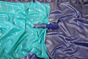 SKYWEAR EXPORT Woven, Animal Print, Embroidered, Floral Print, Hand Painted, Printed, Solid/Plain, Applique Kanjivaram Jacquard, Pure Silk Saree