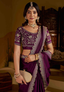 GRUHNAREE Embroidered Bollywood Art Silk Saree
