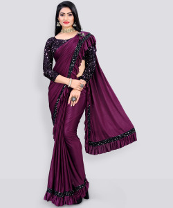 MIJAASHREE एम्बेलिश्ड बॉलीवुड लाइक्रा ब्लेंड साड़ी