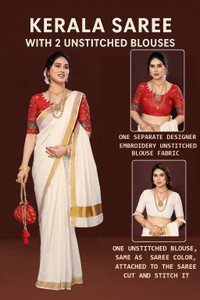 Gugaliya Embellished Kasavu Pure Cotton Saree
