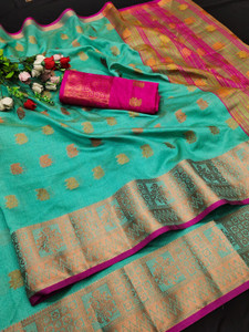 MUSHAK Woven Gadwal Jacquard, Cotton Silk Saree