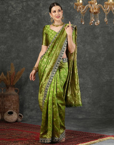 Samah Woven, Embellished Banarasi Silk Blend, Jacquard Saree