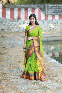 Devika Textiles Woven, Temple Border Narayanpet Pure Cotton Saree