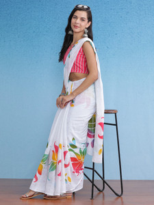 Sareemall Printed Chanderi Pure Cotton Saree