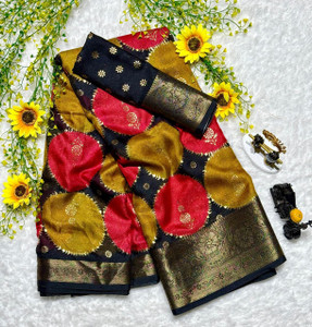 Omvati Printed, Geometric Print, Floral Print, Self Design Bollywood Georgette Saree