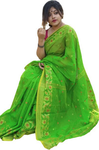 dassareeghar Self Design Tant Cotton Silk Saree