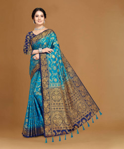 COSBILA FASHION Woven Banarasi Cotton Silk Saree
