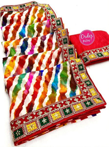 kalashree designer Printed Leheria Georgette Saree