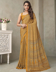 Satrani Paisley, Floral Print, Geometric Print Daily Wear Silk Blend, Crepe Saree